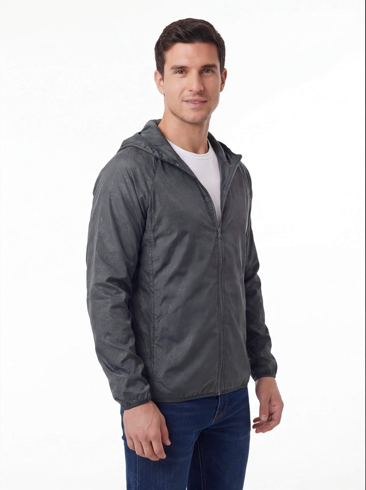 Coupe-Vent Homme Imperméable à Capuche Zip Intégral