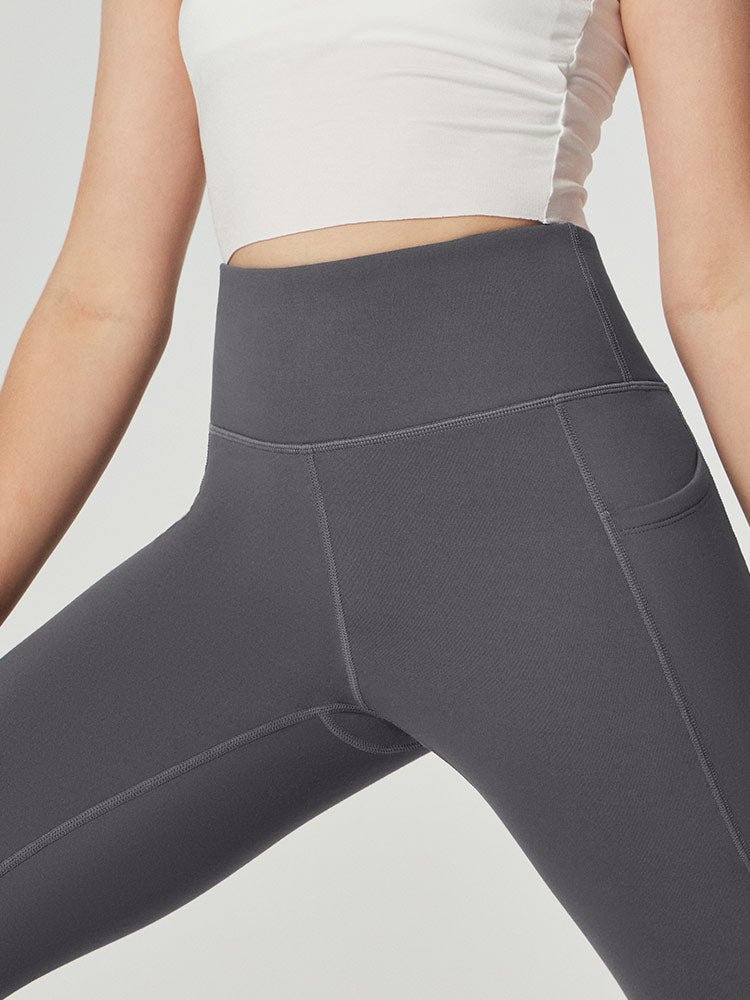 Legging Femme Taille Haute Doublé Polaire Avec Poches Latérales