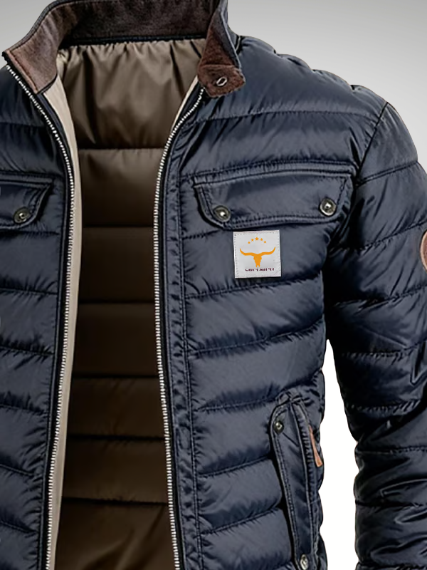 Blouson Matelassé Homme Col Montant Zippé