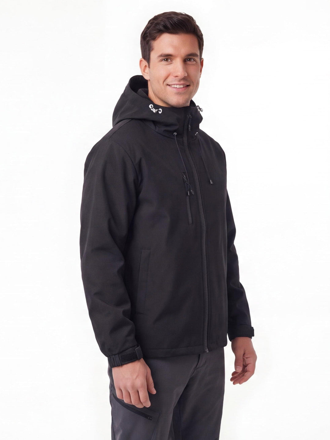 Veste De Randonnée Homme 3 Couches Ajustable Capuche Et Poches Zippées