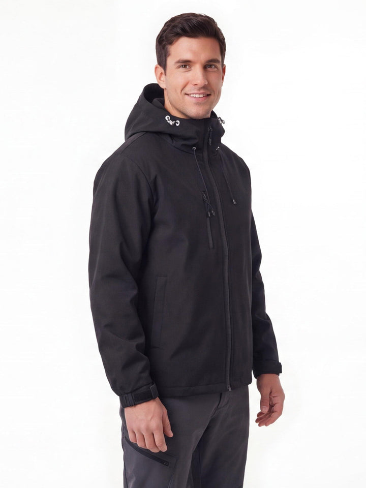 Veste De Randonnée Homme 3 Couches Ajustable Capuche Et Poches Zippées