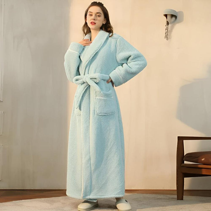 Peignoir Unisexe en Sherpa à Col Châle et Ceinture Ajustable