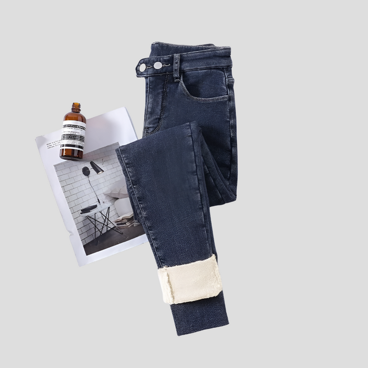 Jean Femme Taille Haute Doublé Polaire pour l'Hiver