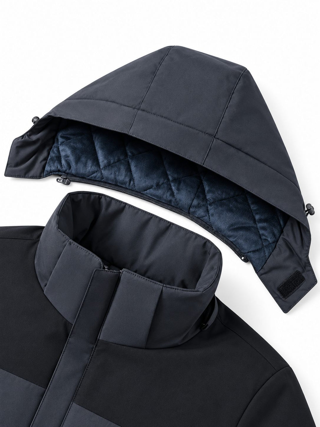 Veste De Randonnée Homme Isolante À Capuche Et Col Haut Fermeture Tempête