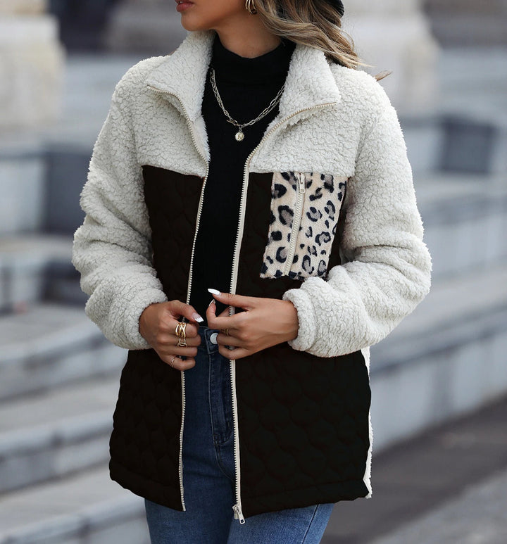 Veste Femme Matelassée Sherpa Col Montant Zippée
