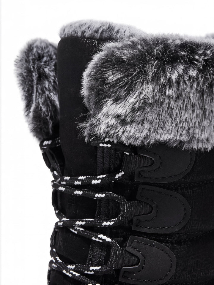 Bottes De Randonnée Femme Imperméables Doublure Polaire Et Col Fausse Fourrure