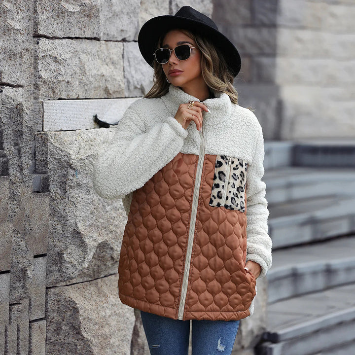 Veste Femme Matelassée Sherpa Col Montant Zippée