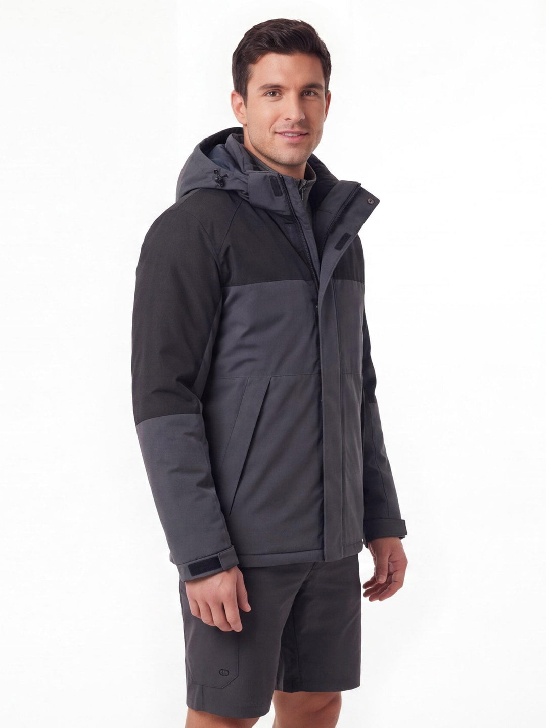 Veste De Randonnée Homme Isolante À Capuche Et Col Haut Fermeture Tempête