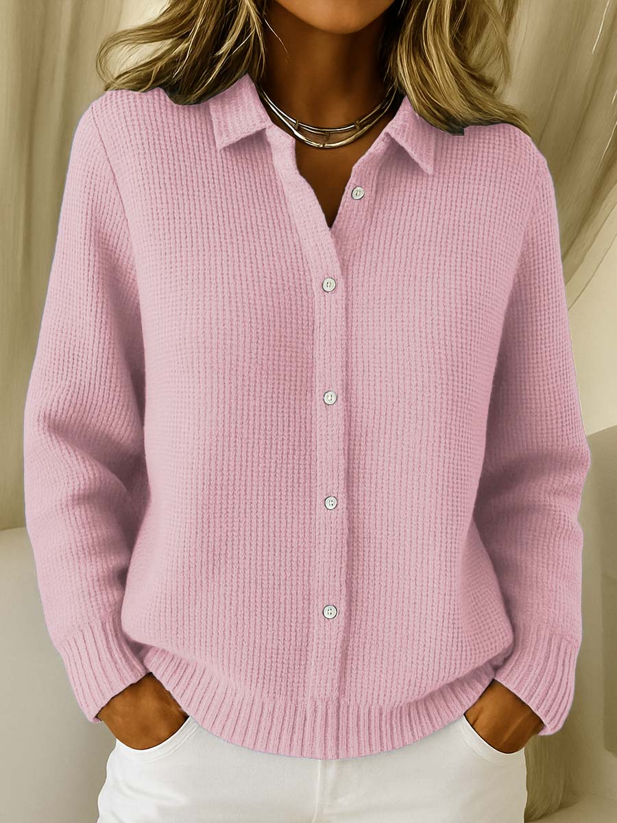 Cardigan Femme en Maille Col Chemise