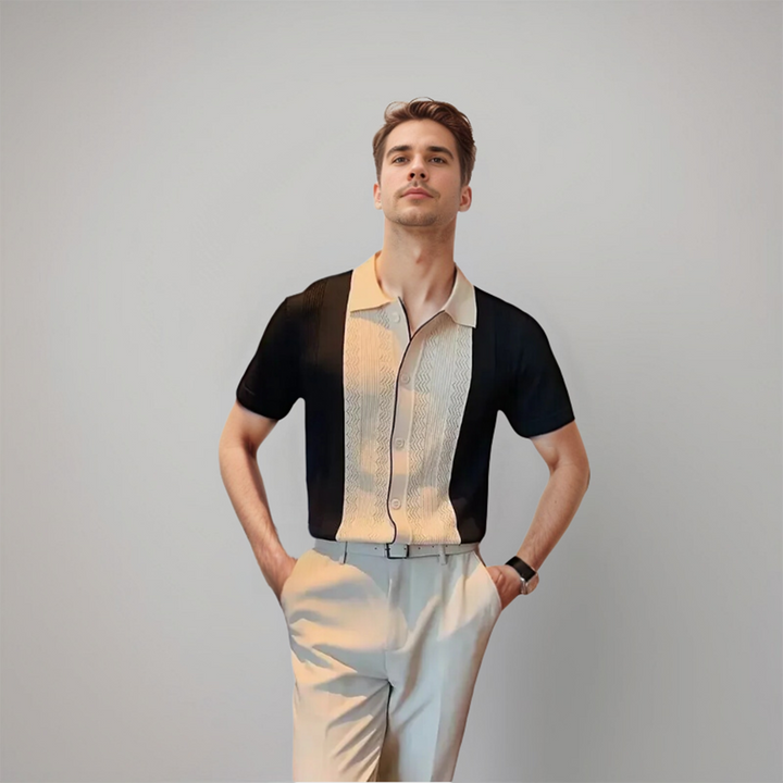 Fabien | Chemise en maille à panneaux contrastés pour hommes