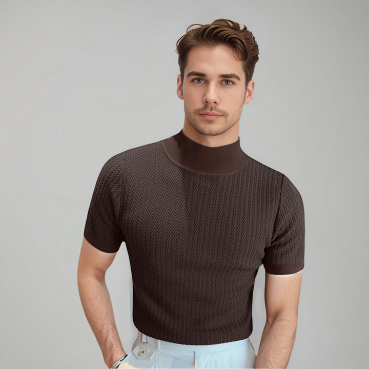 Octave | T-shirt blanc à col montant pour hommes