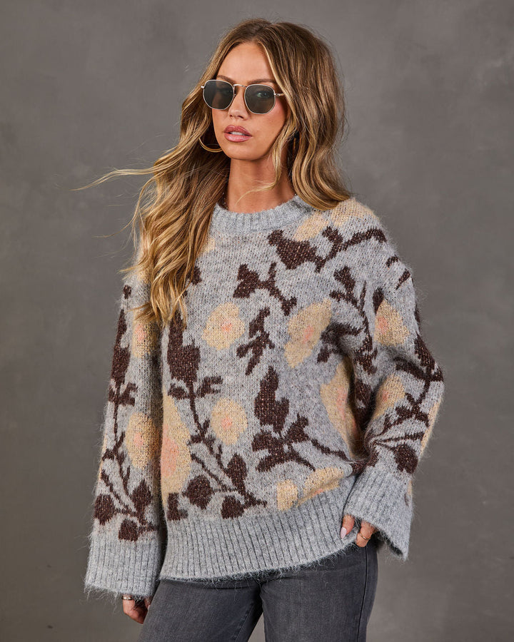 Pull Femme en Maille à Motif Floral
