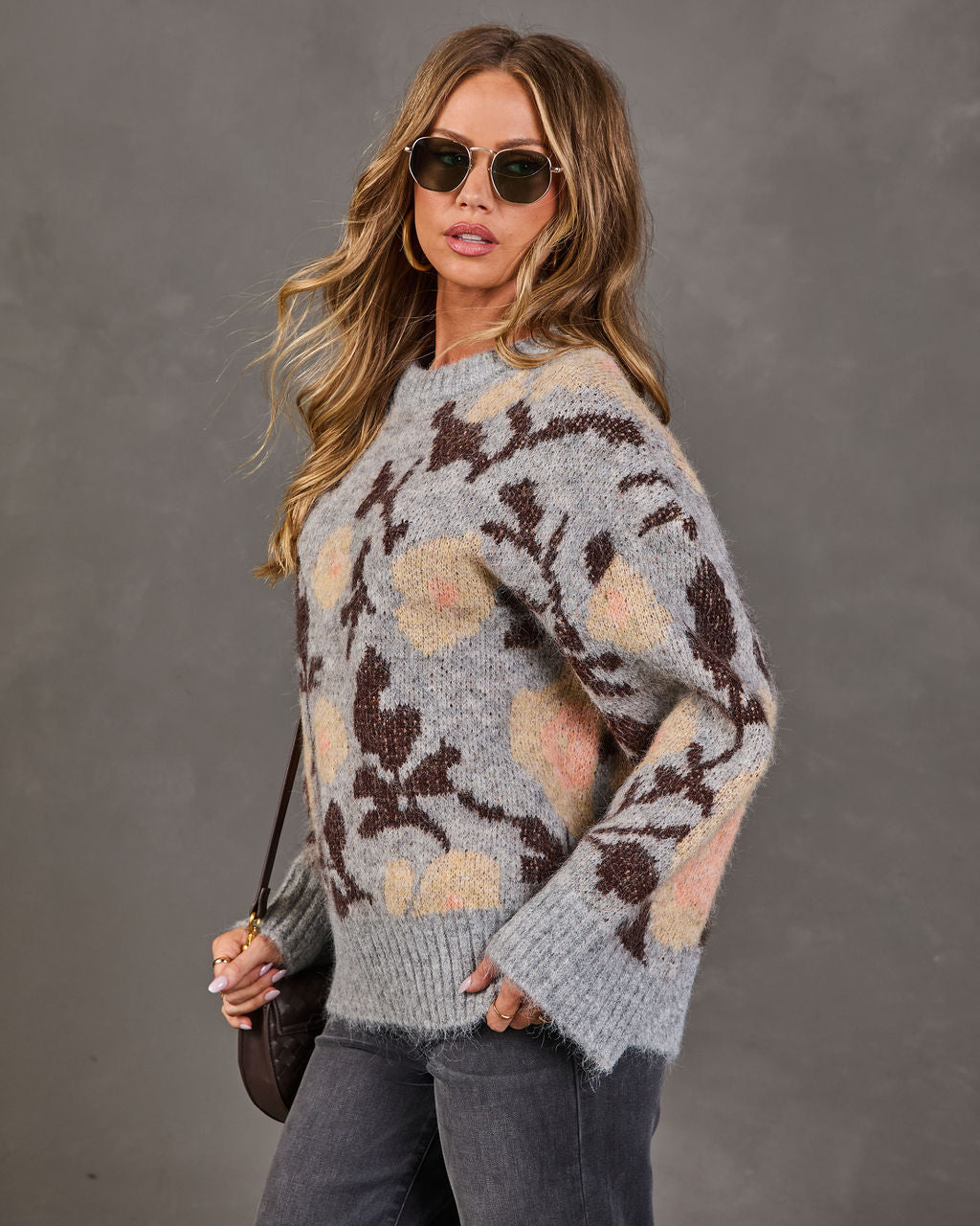 Pull Femme en Maille à Motif Floral