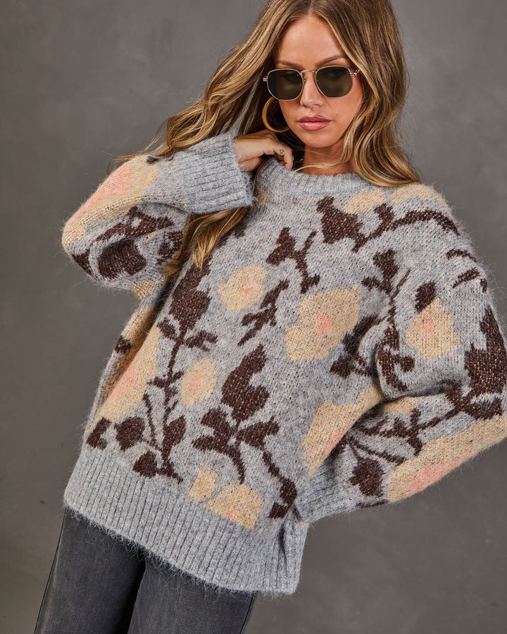 Pull Femme en Maille à Motif Floral