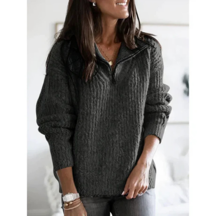 Pull Femme Demi-Zip en Maille Épaisse