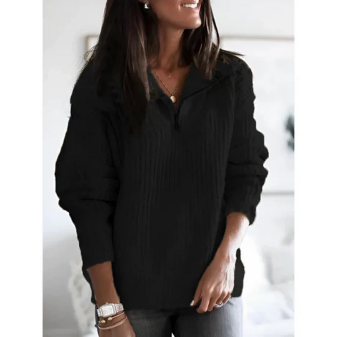 Pull Femme Demi-Zip en Maille Épaisse