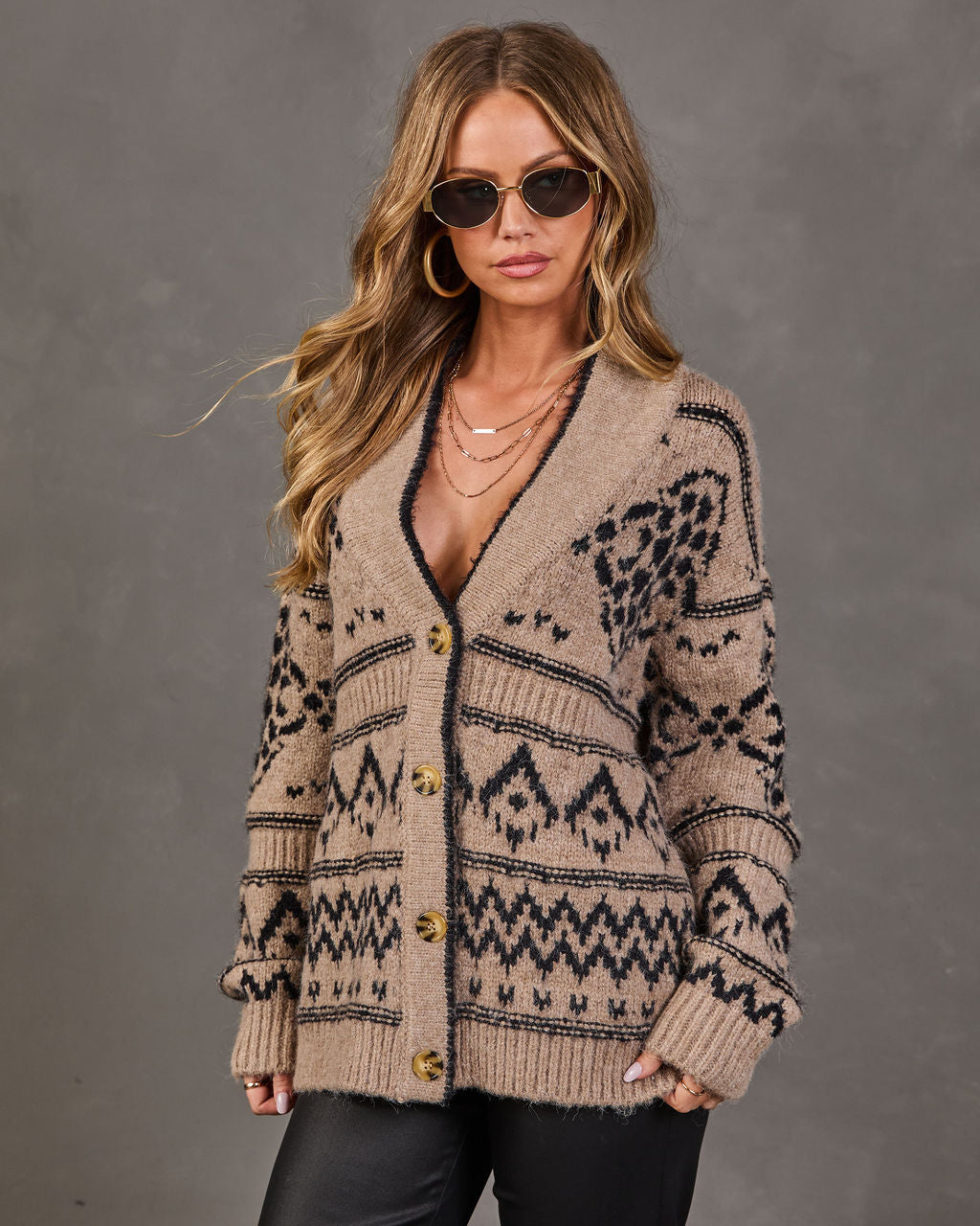 Gilet Femme en Maille à Motif Abstrait