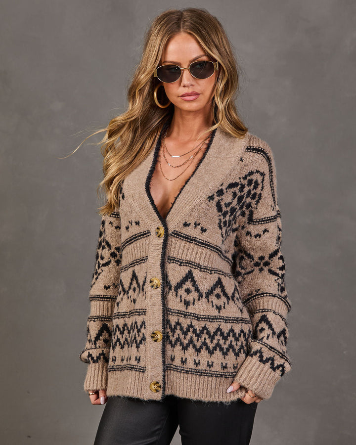 Gilet Femme en Maille à Motif Abstrait