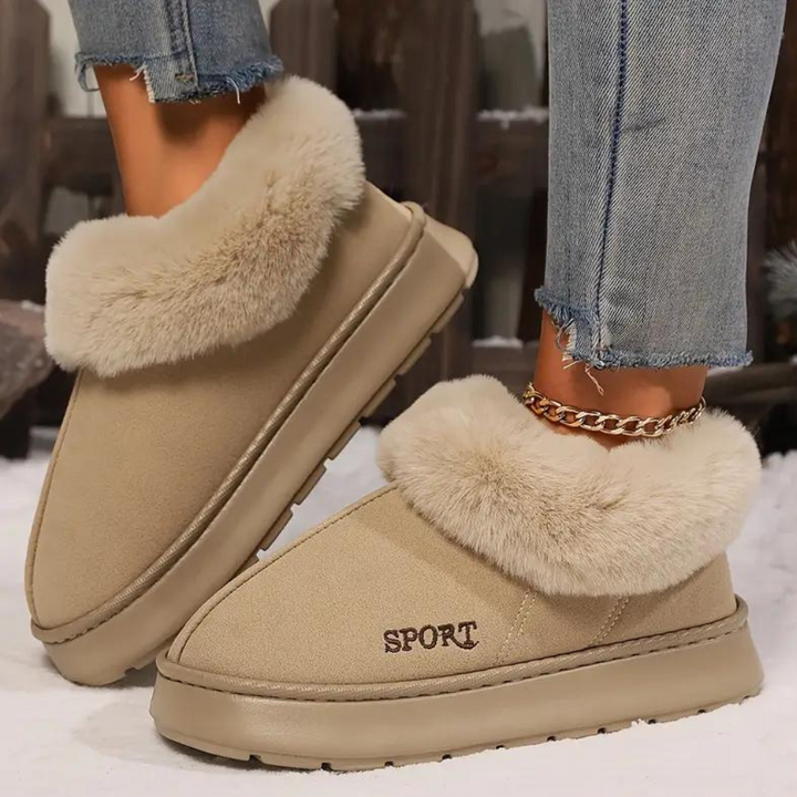 Chaussons Mules Doublés Fourrure à Semelle Épaisse pour Femme