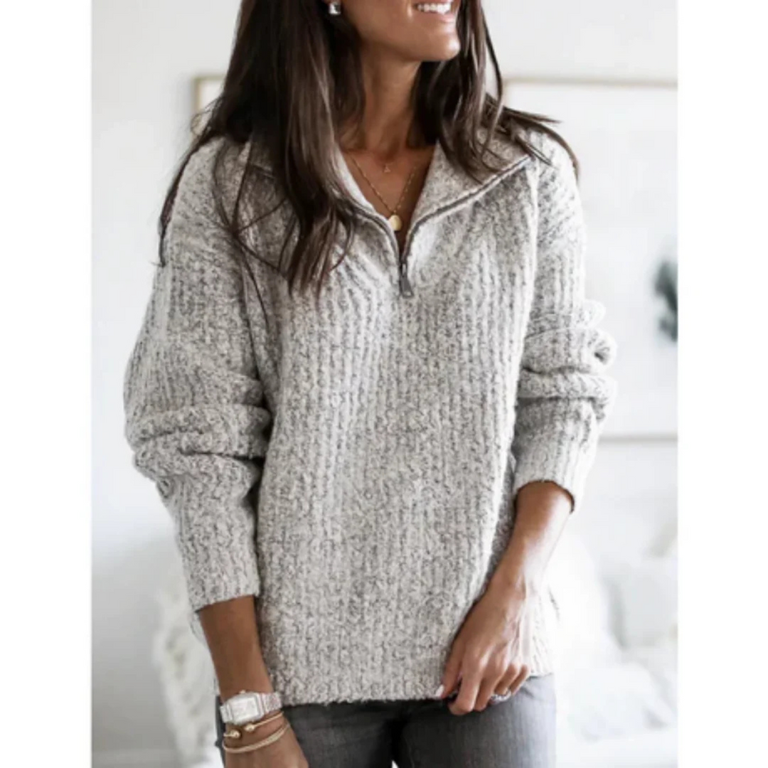 Pull Femme Demi-Zip en Maille Épaisse