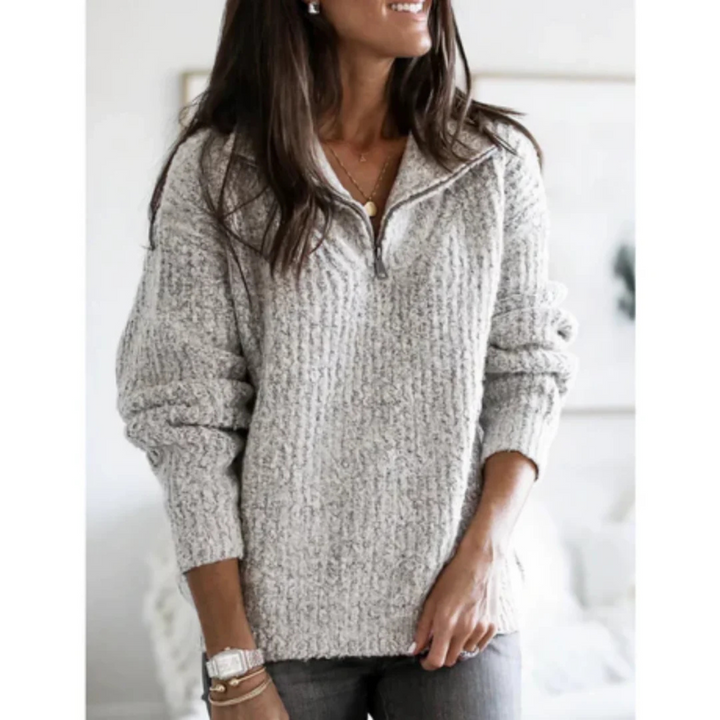 Pull Femme Demi-Zip en Maille Épaisse