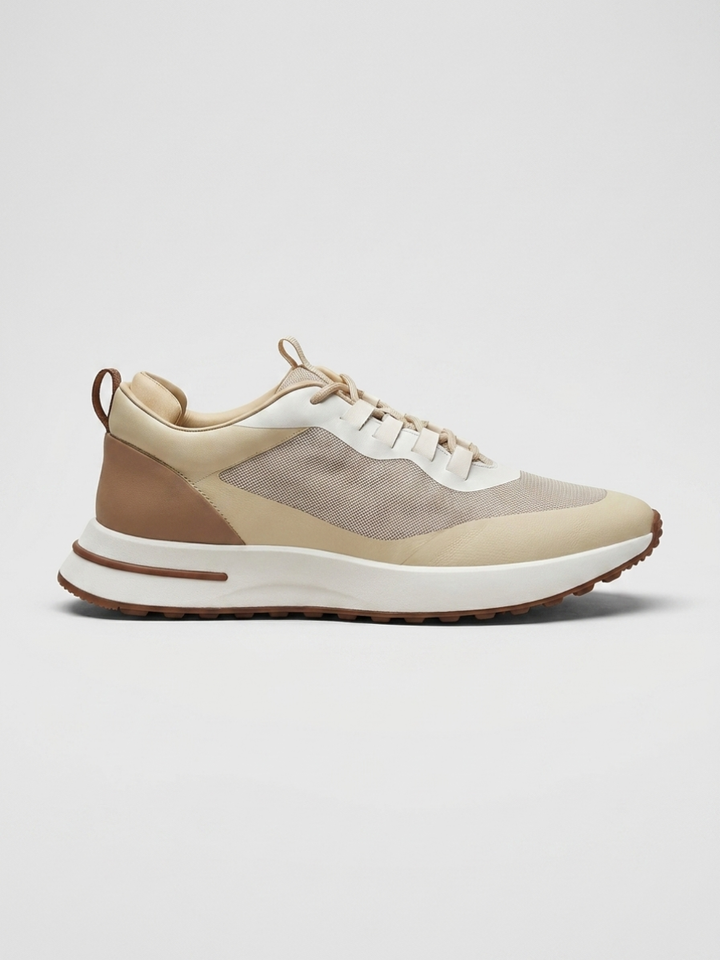 Baskets Homme Abricot Fused Mesh Basses de Marche avec Semelle Blanche