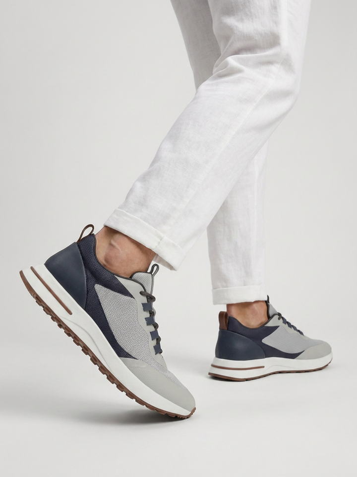 Baskets Homme Brume Fused Mesh Basses de Marche avec Semelle Blanche