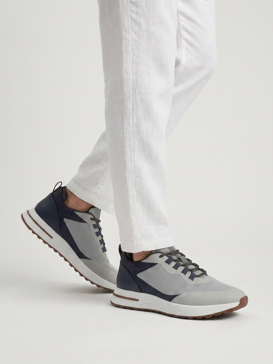 Baskets Homme Brume Fused Mesh Basses de Marche avec Semelle Blanche