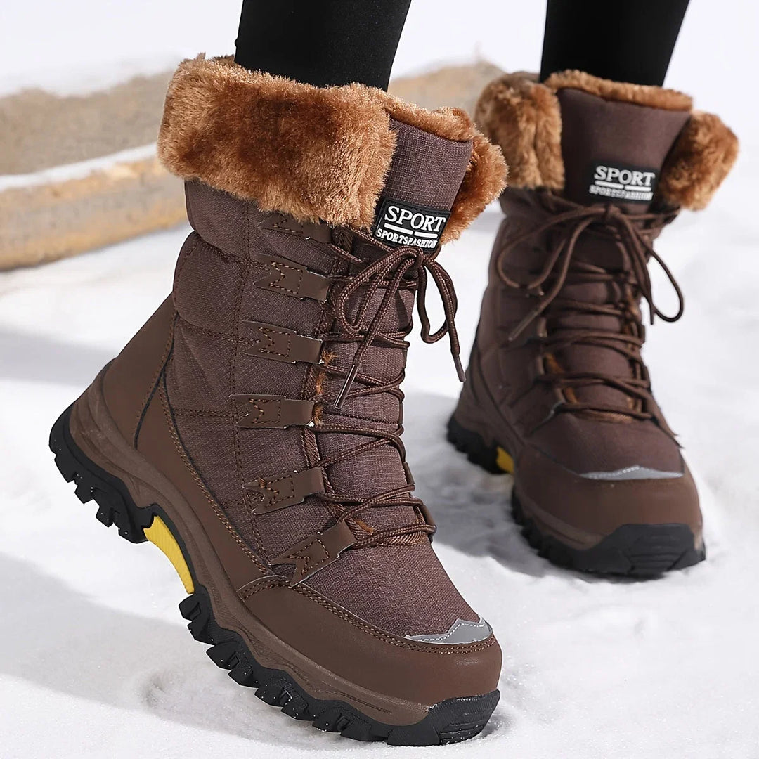 Bottes de Neige Femme Doublées en Fausse Fourrure avec Semelle Confort