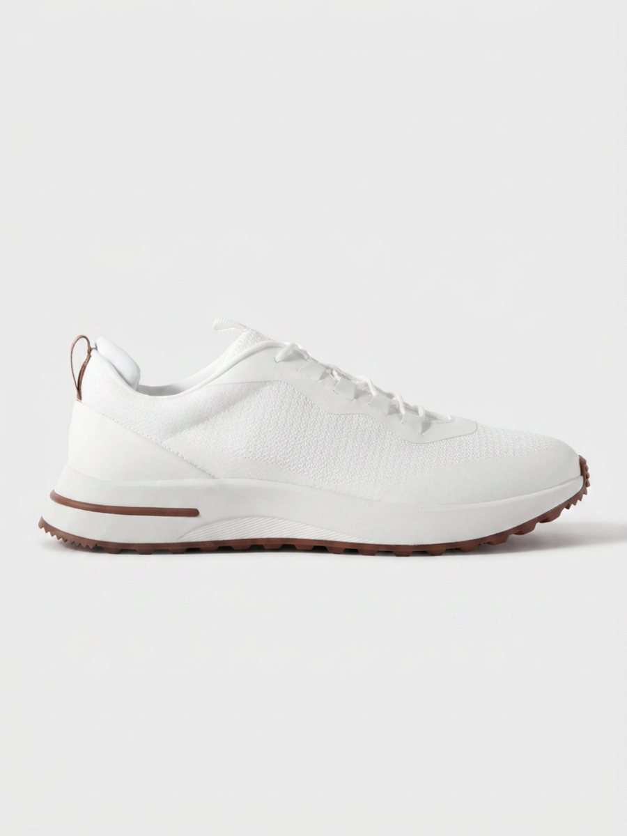 Baskets Homme Blanc Fused Mesh Basses de Marche avec Semelle Blanche