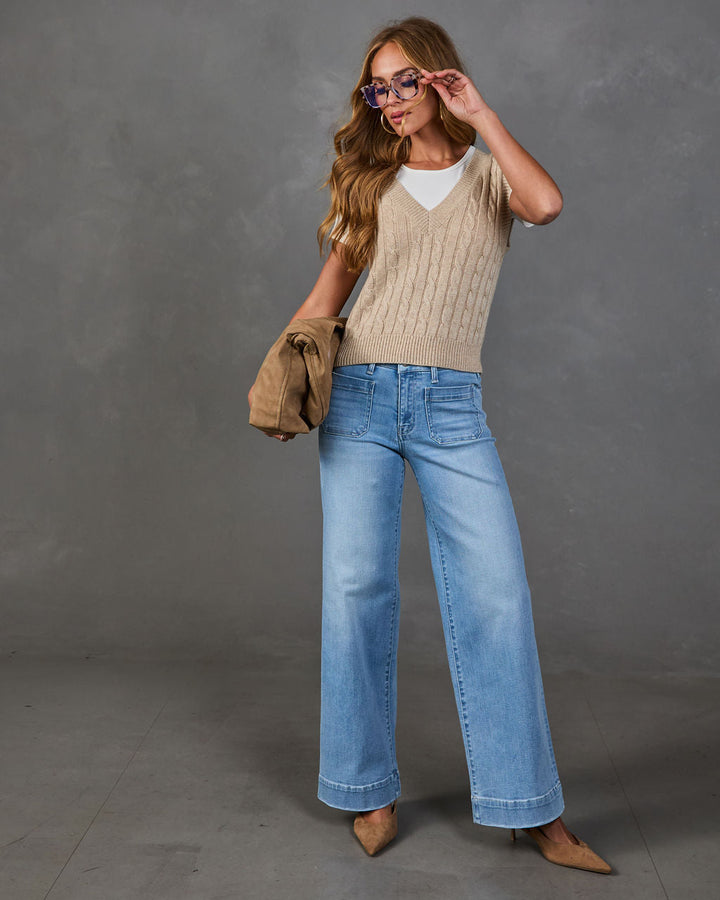Jean Femme Stretch Taille Haute Coupe Large