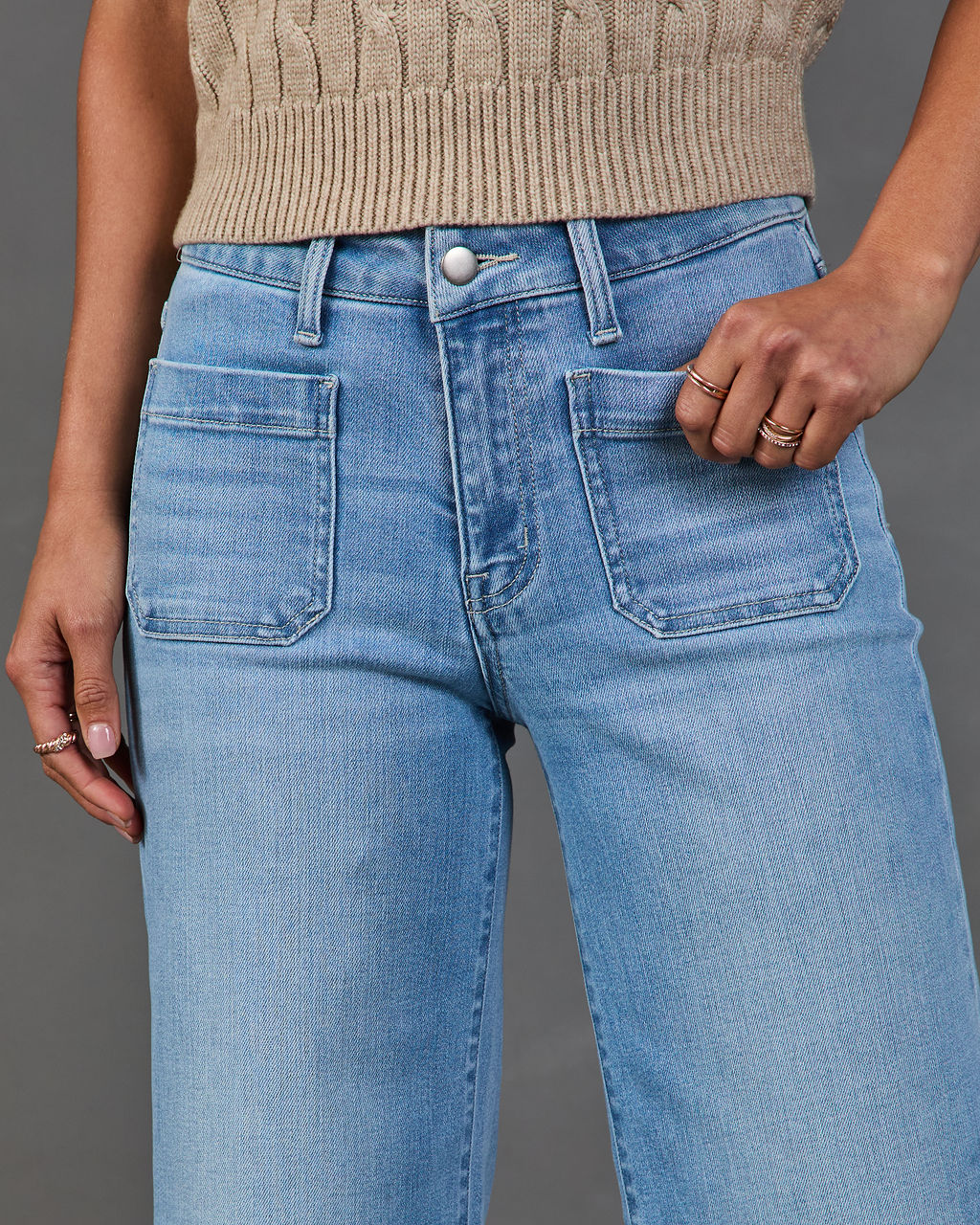 Jean Femme Stretch Taille Haute Coupe Large
