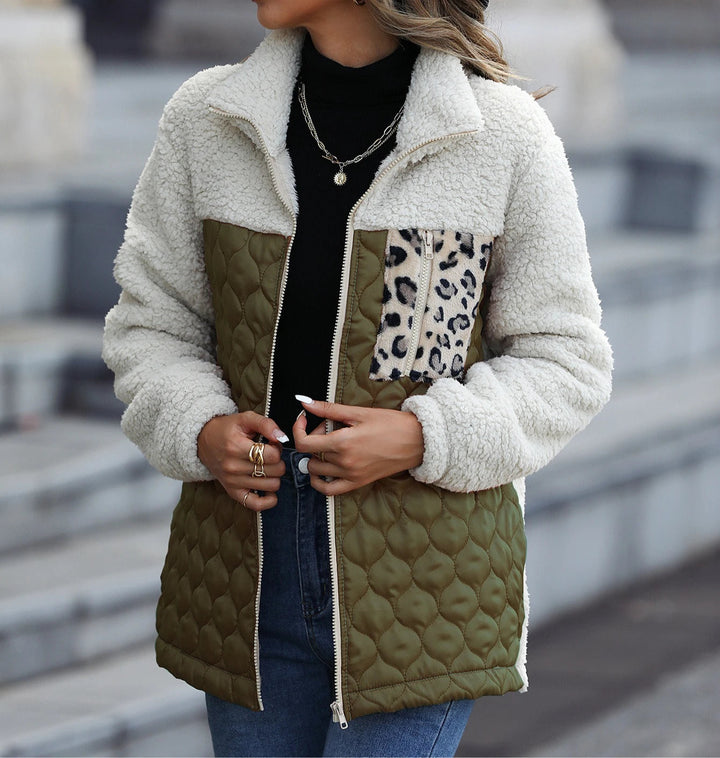 Veste Femme Matelassée Sherpa Col Montant Zippée
