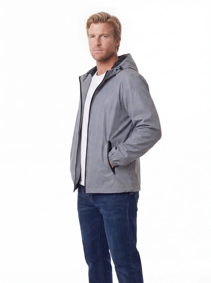 Coupe-Vent Homme Réfléchissant à Capuche Poches Zippées