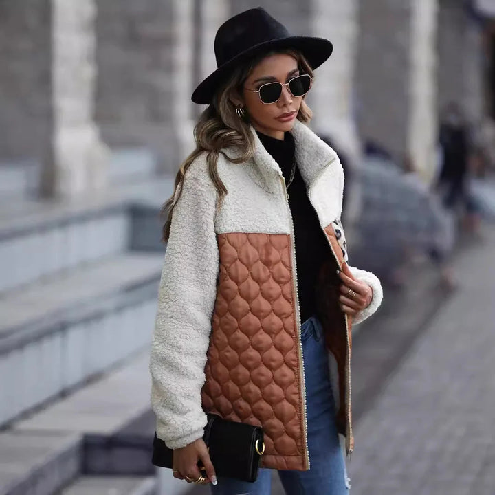 Veste Femme Matelassée Sherpa Col Montant Zippée