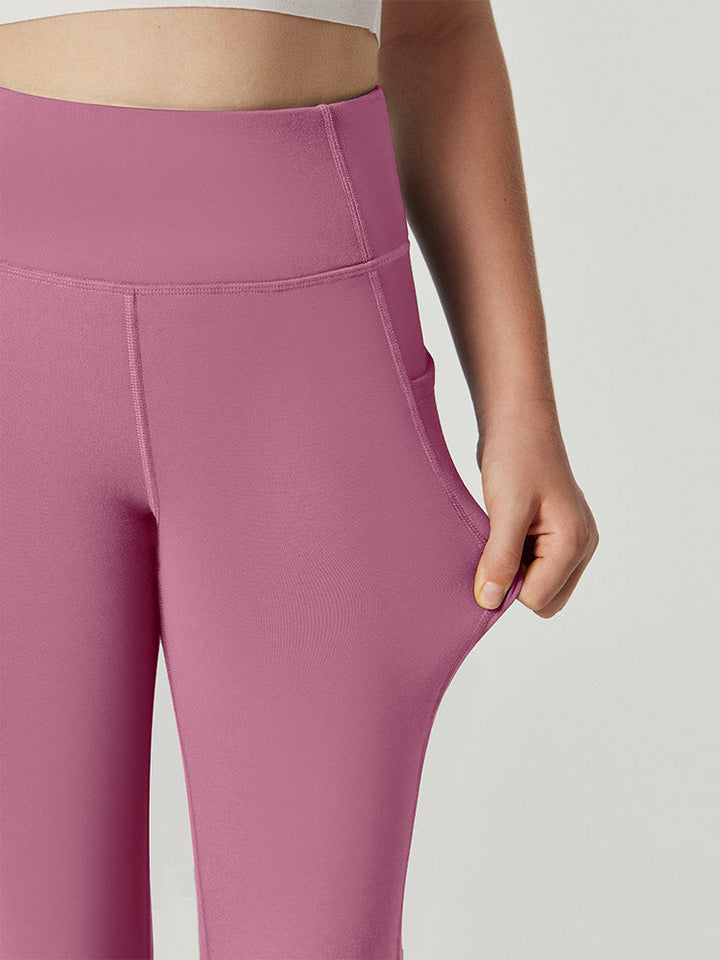 Pantalon Femme Taille Haute Doublé Polaire Évasé Avec Poches