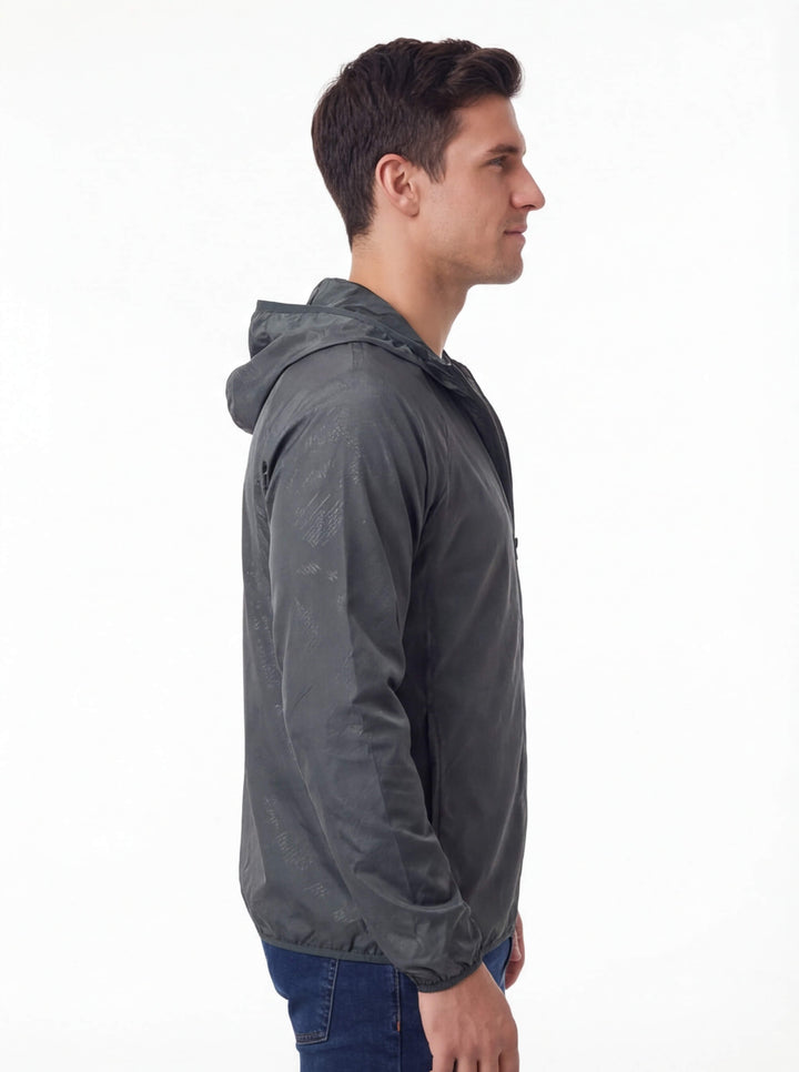 Coupe-Vent Homme Imperméable à Capuche Zip Intégral
