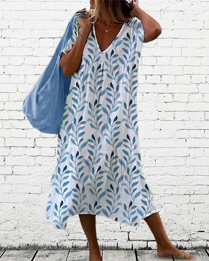 Vanda | Robe pour Femme | À Imprimé Feuilles, Col En V & Tendance