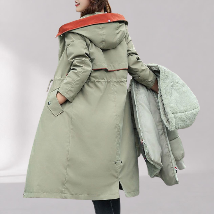 Parka Femme Déperlante à Capuche Fourrure Doublure Amovible