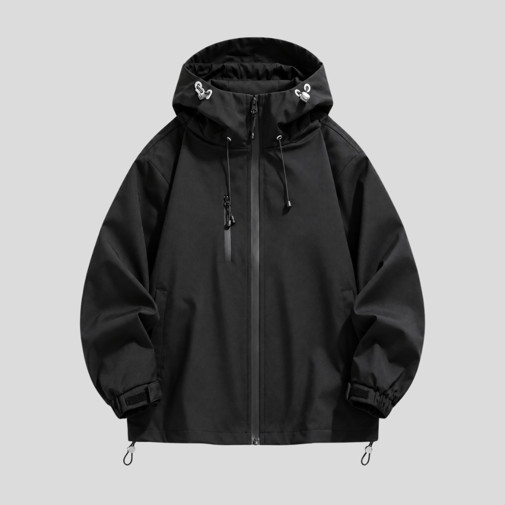 Veste De Randonnée Homme 3 Couches Ajustable Capuche Et Poches Zippées