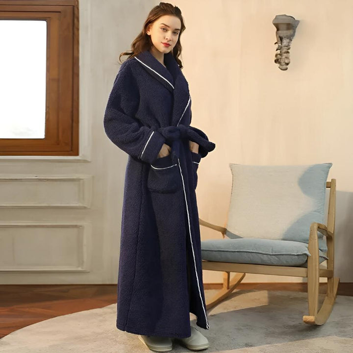 Peignoir Unisexe en Sherpa à Col Châle et Ceinture Ajustable