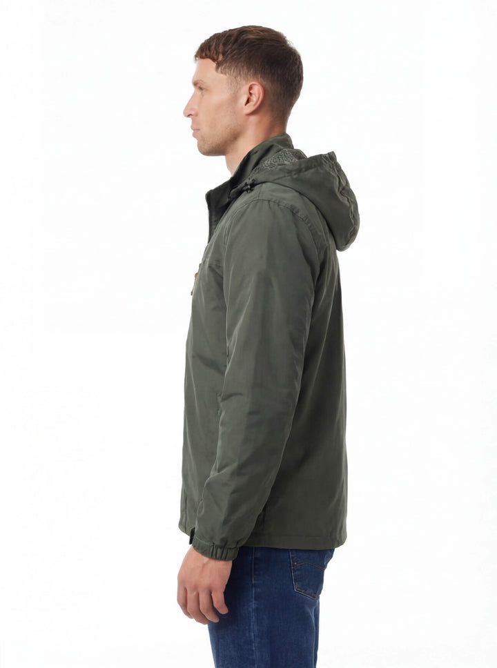 Veste coupe-vent imperméable à capuche pour hommes avec poche poitrine