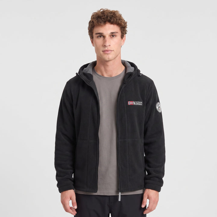 Polaire Homme Coupe-Vent à Capuche Poches Zippées