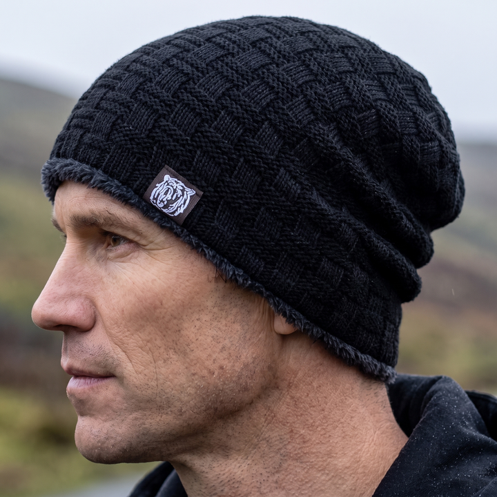 Bonnet Homme Doublé Polaire Maille Texturée