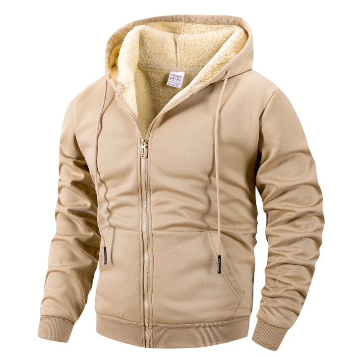 Veste Polaire Homme Doublée Sherpa À Capuche Coupe Vent