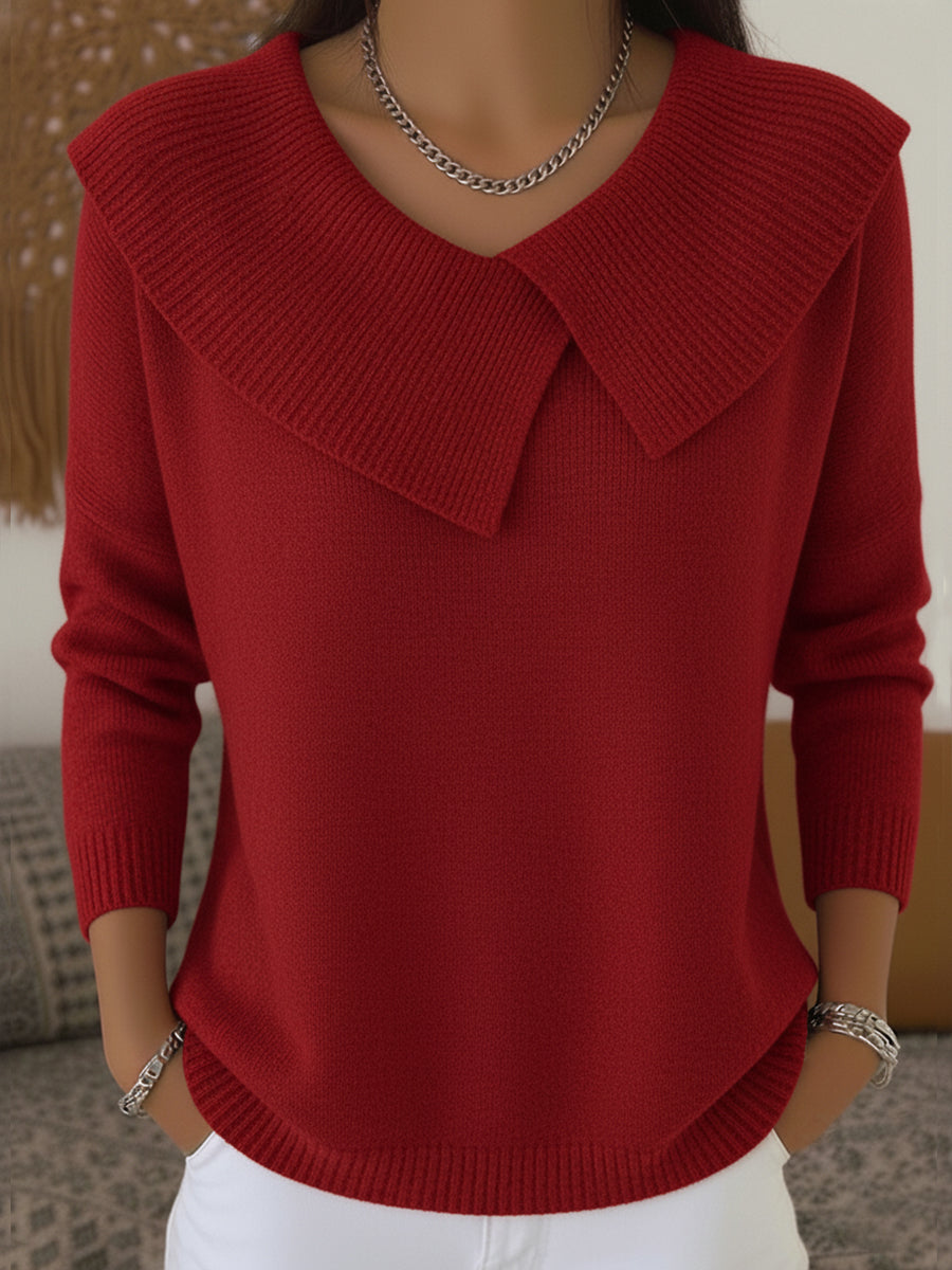 Pull Femme en Maille avec Col Large