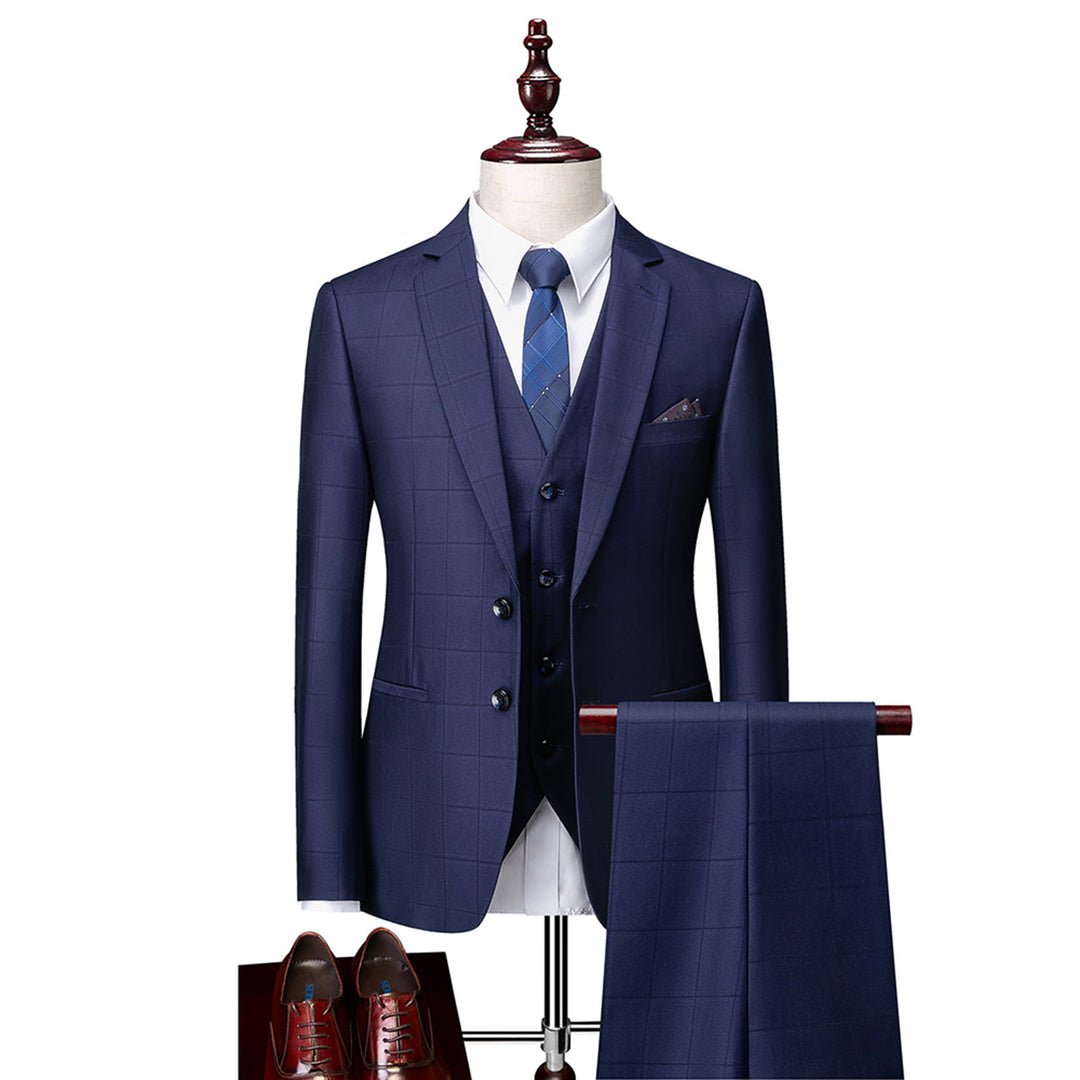 Costume 3 Pièces Homme Classique Veste Gilet Pantalon
