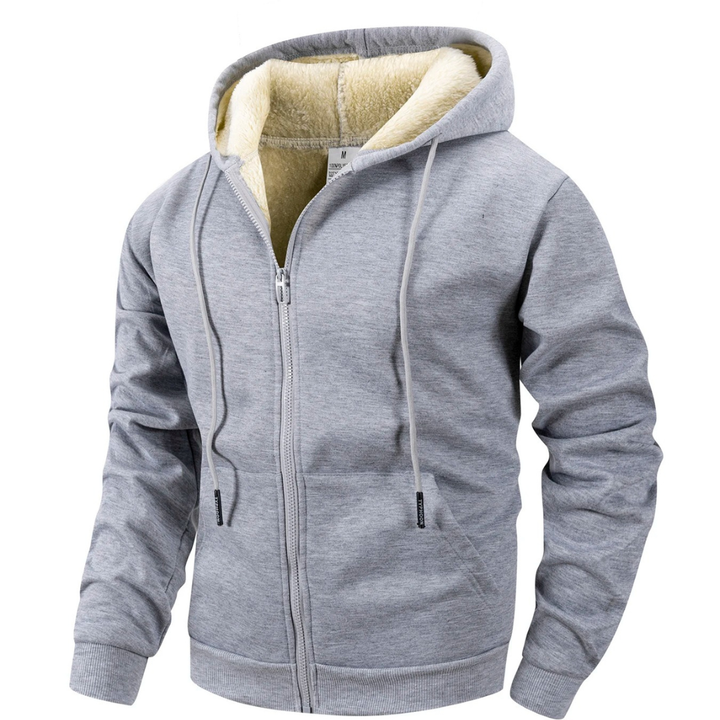 Veste Polaire Homme Doublée Sherpa À Capuche Coupe Vent