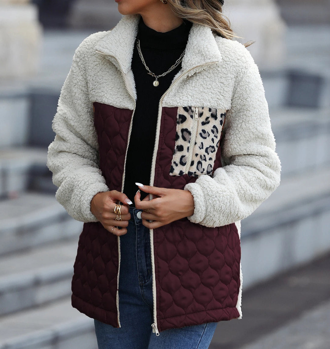Veste Femme Matelassée Sherpa Col Montant Zippée
