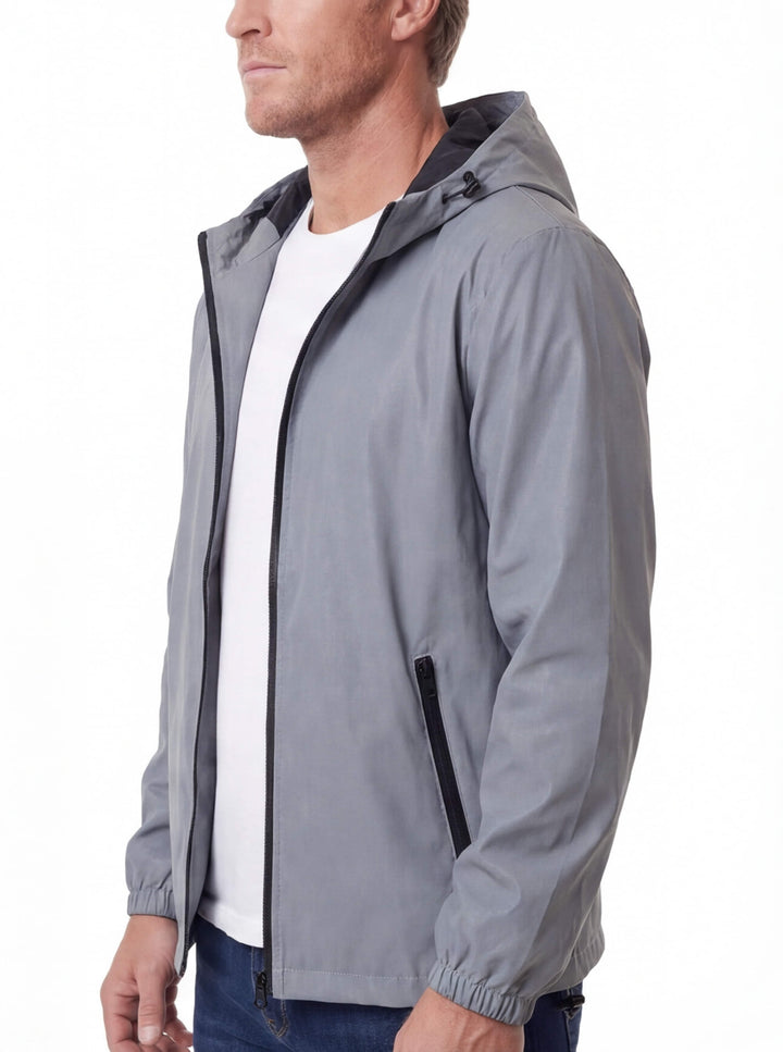 Coupe-Vent Homme Réfléchissant à Capuche Poches Zippées